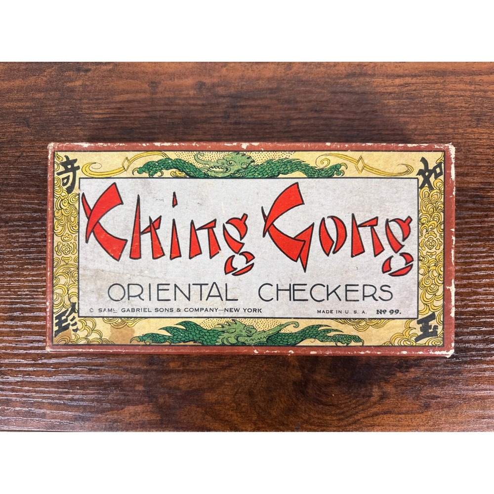 Vintage Ching Gong Oriental Checkers No 99 Samuel Gabriel Sons Company Game USA
